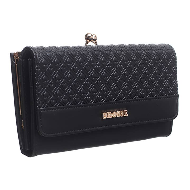 Bessie London – wholesale Wallet – Women's – TEXTURED CLASP LADY WALLET PURSE5