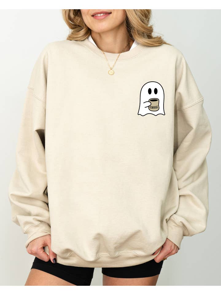 Refinery Number One LLC - Wholesale Graphic Sweatshirt - Women's - Ghost, Coffee Lover, Pocket, Skeleton, Halloween Sweatshirt3