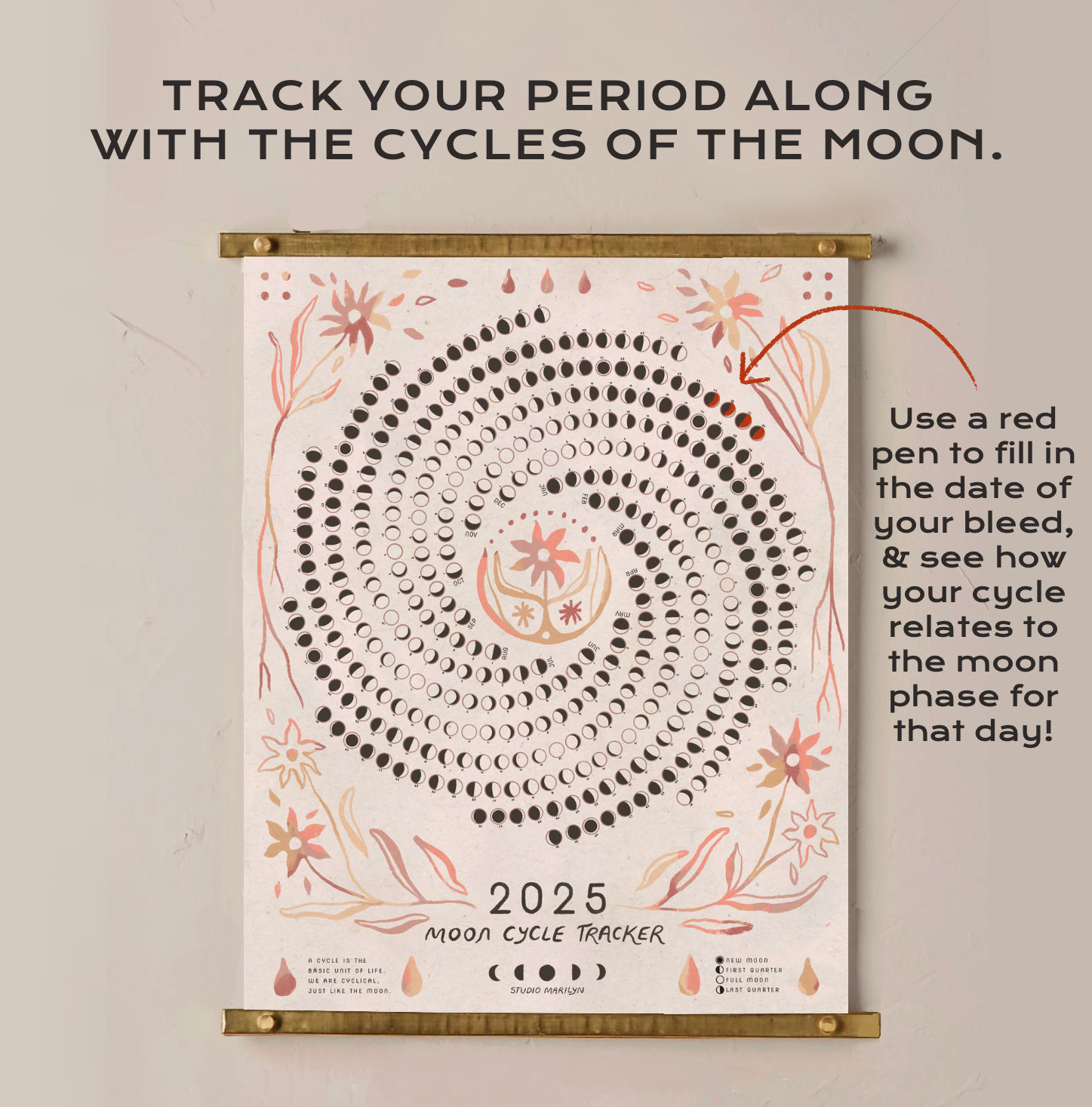 Studio Marilyn - Wholesale Calendar - Period Tracker Moon Calendar - Light2