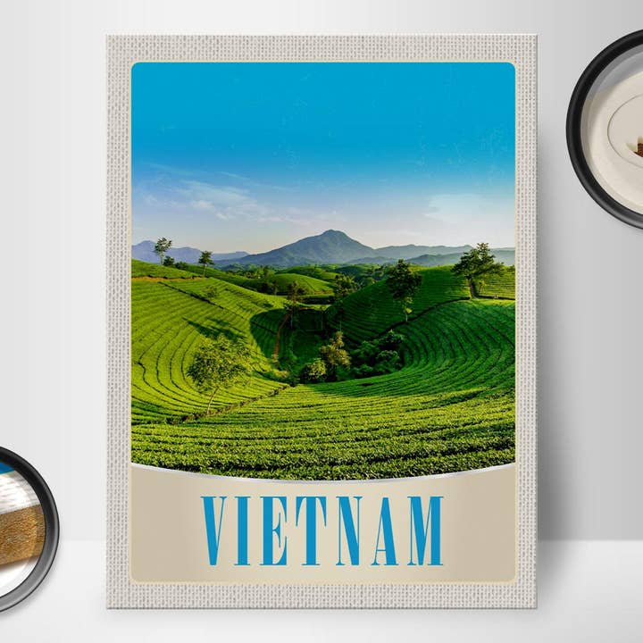 Femer - Wholesale Sign - Wooden travel sign 30x40 cm Vietnam natural meadow farming trees