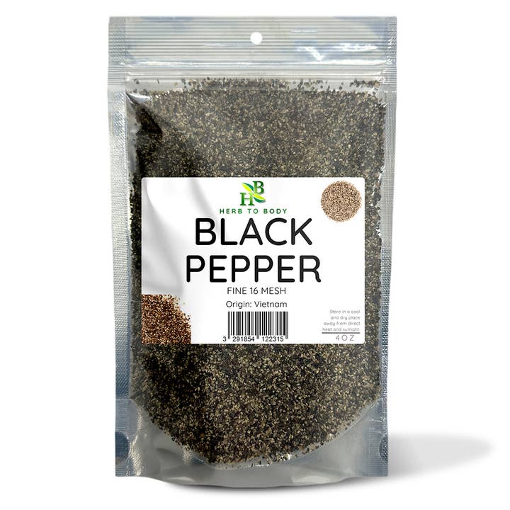 Black Pepper Fine (16 Mesh) 4oz for wholesale by Herb To Body