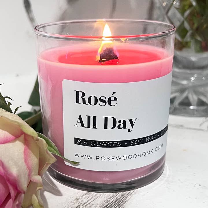 Rosewood Home - Wholesale Jar/Filled Candle - Rosé All Day Candle - 8oz0