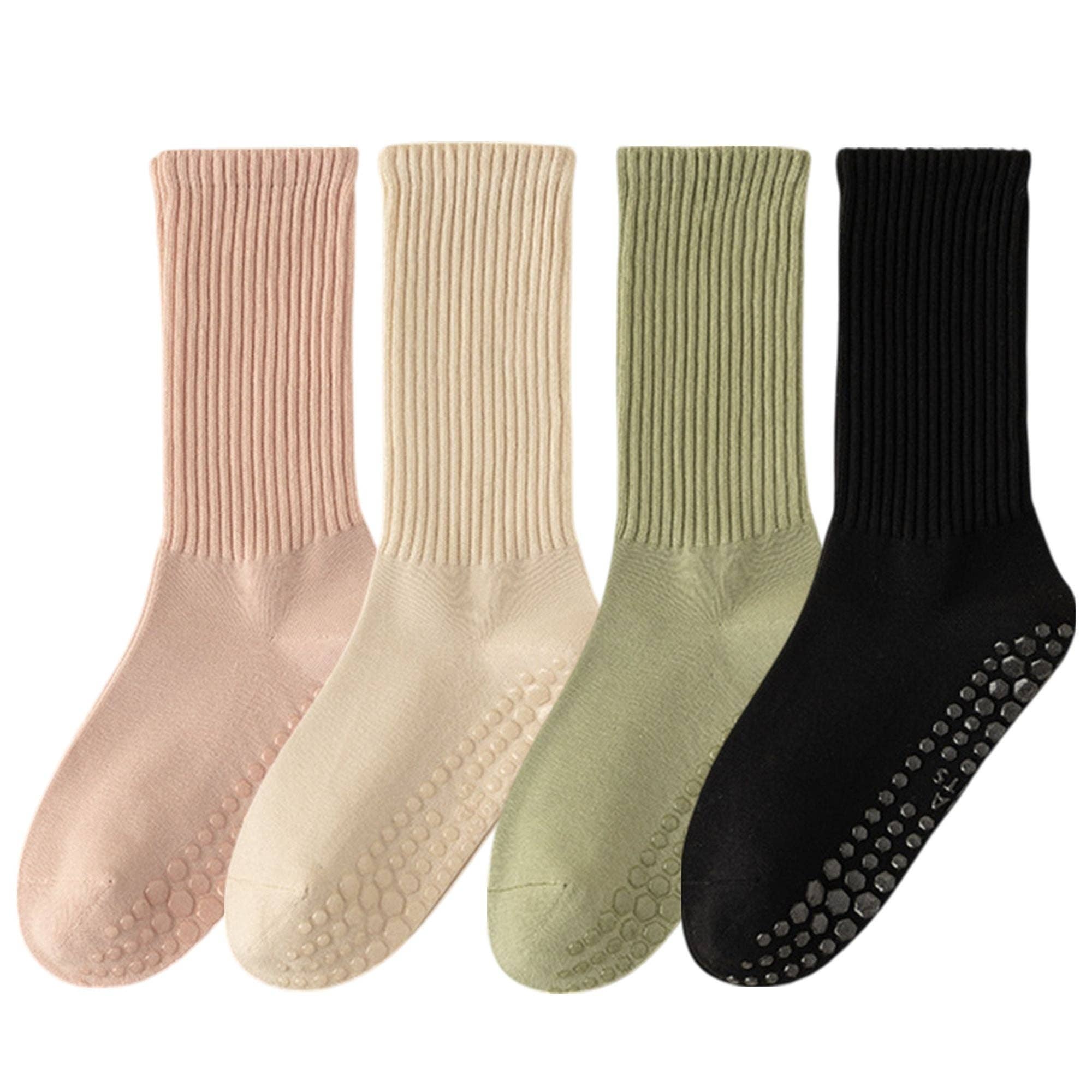 AK Brand - Wholesale Socks – Women's - 4-Pack Anti-Slip Yoga Socks with Grips Comfortable Ribbed De10