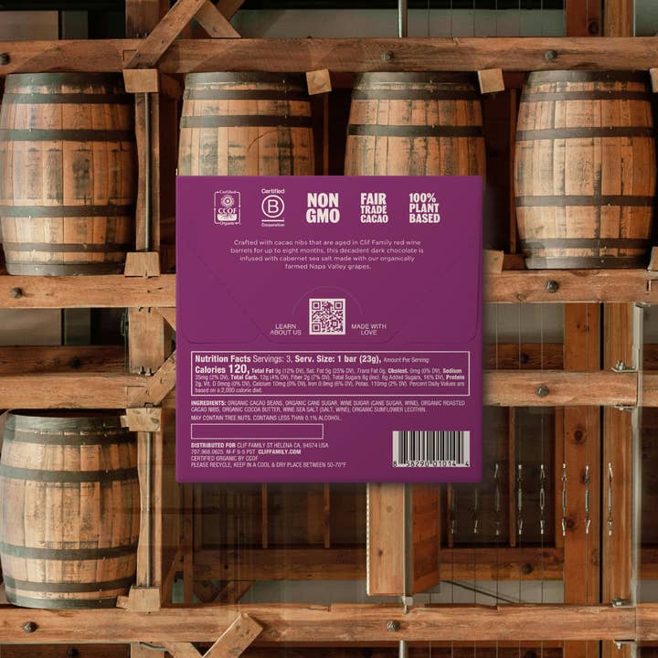 Clif Family Napa Valley, Certified B Corp Company - Wholesale Chocolate Bar - Napa Noir Dark Chocolate Bar3