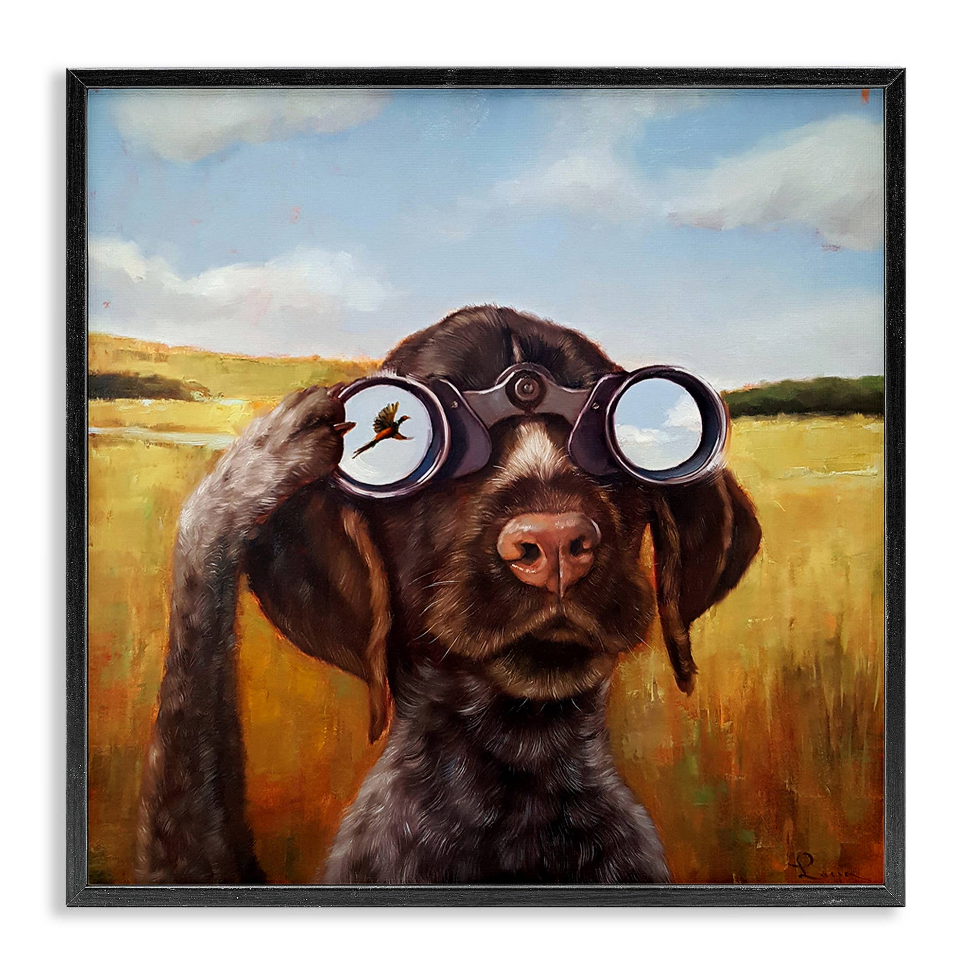 Stupell Industries - Wholesale Wall Sign - Dog Watching Bird Binoculars - Framed Wall Art0