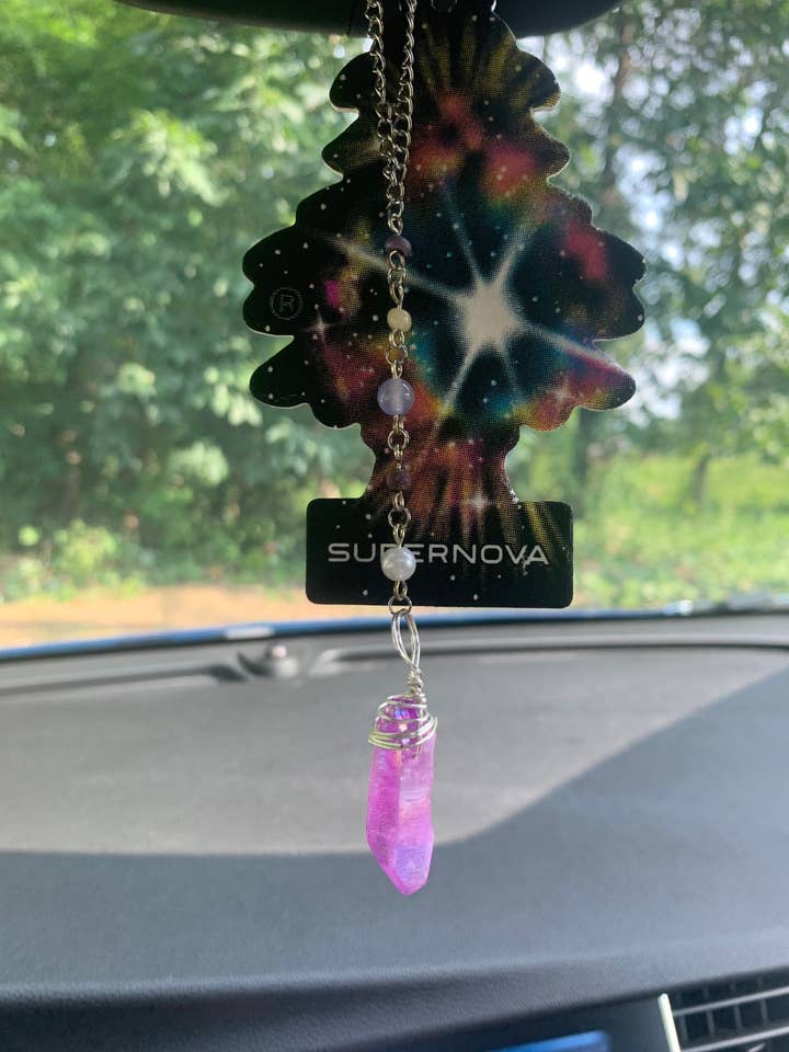 Violetter Quarzkristall-Autoanhänger | Rückspiegelzubehör | Autospiegel-Begleiter | Hippie-Autodekoration | Fahrzeuginnenausstattung für den Großhandel von StayTay Store