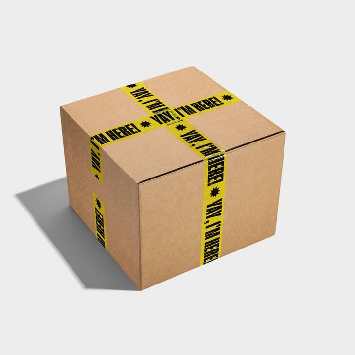 Shippy Tape - Wholesale Tape - Yay, I'm Here! Shipping Tape - Yellow/Black