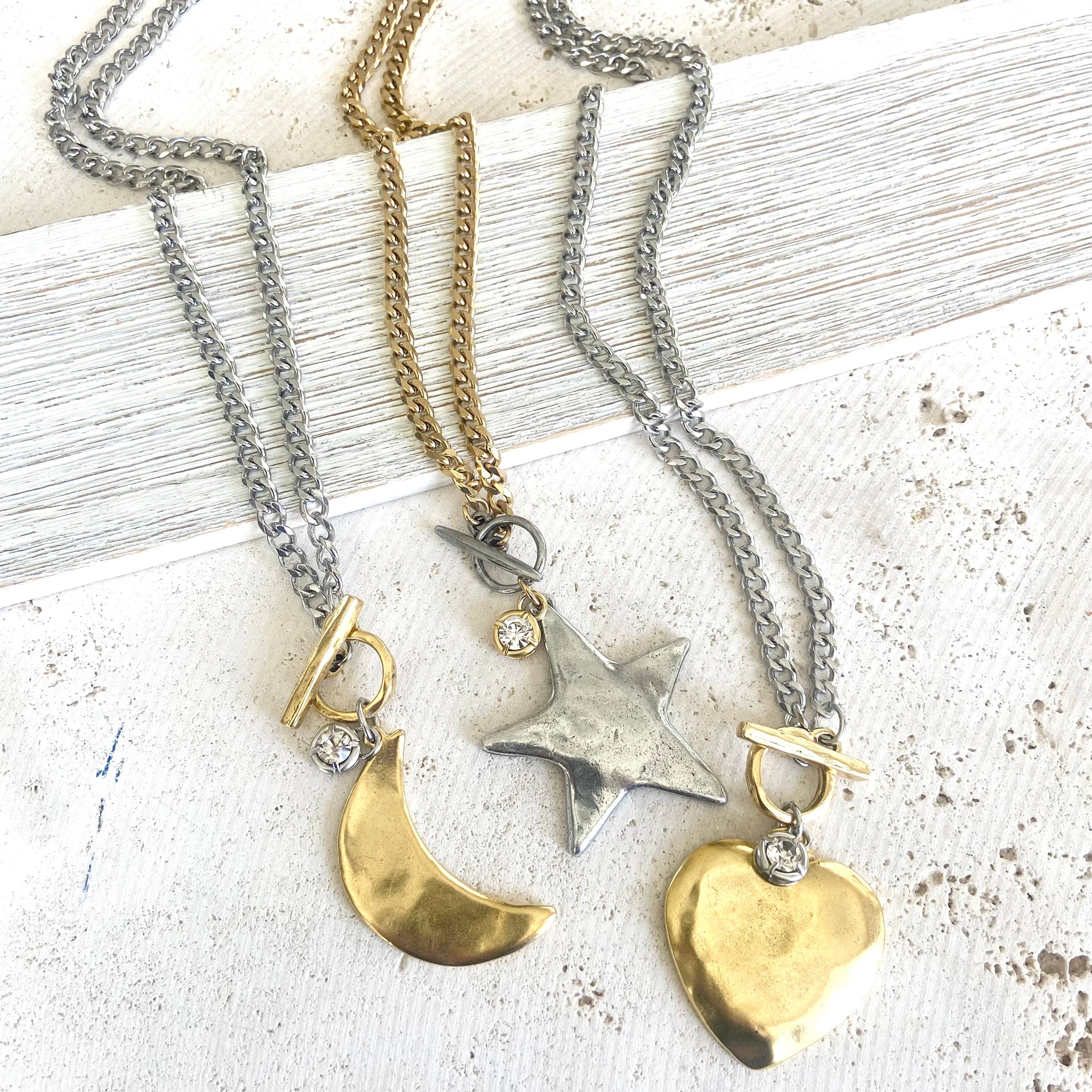 VB&CO Designs Handmade Jewelry - Wholesale Pendant/Charm Necklace - Star moon heart mixed meta necklaces no tarnish jewelry 20257
