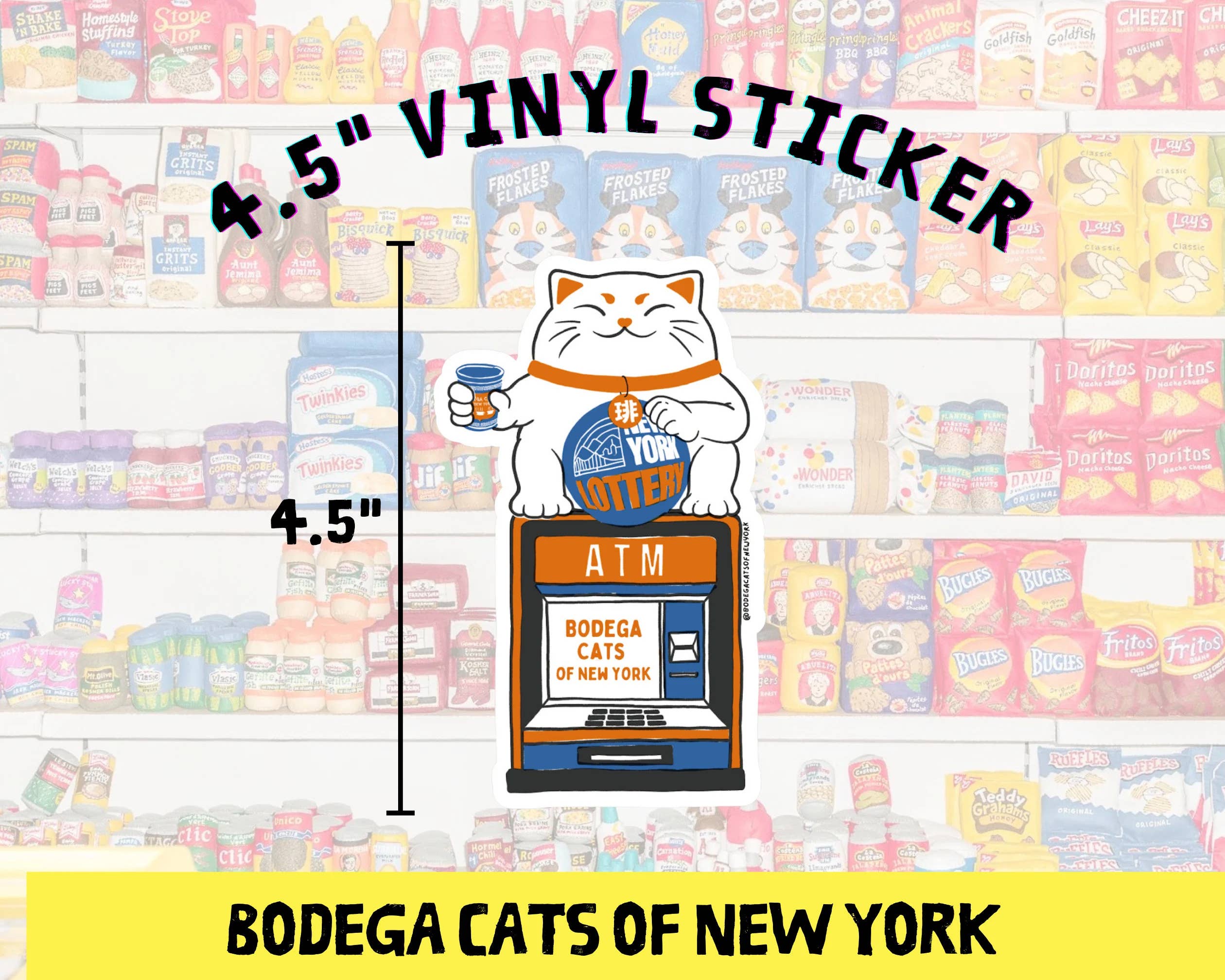 Bodega Cats of New York - Wholesale Sticker - Bodega Cats of New York 4.5" Sticker (Maneki Neko/Luck Cat)