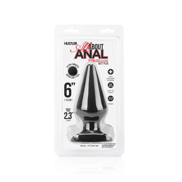 Black Body-Safe Silicone 6" Butt Plug for wholesale on Faire