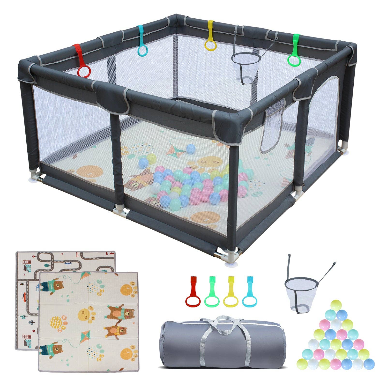 39F Inc. - Wholesale Play Mat - Kids & Baby - 47"x47" Portable Baby & Pet Playpen – Indoor/Outdoor Use0