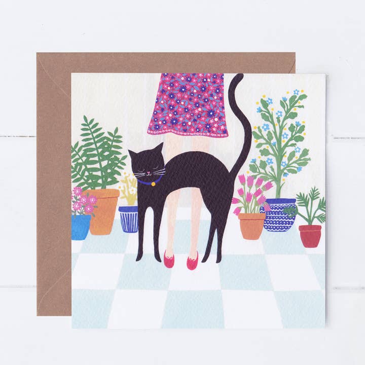 Hungry Cat Greeting Card for wholesale by Sian Summerhayes