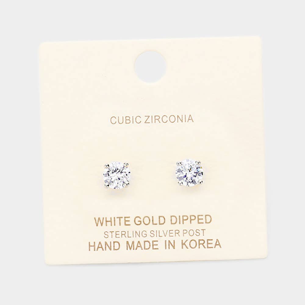 Sensibling Corp. - Vendita all'ingrosso Orecchini a bottone - Orecchini a perno quadrati/tondi in zirconi cubici da 6 mm placcati in oro3