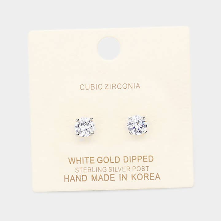 Sensibling Corp. - Wholesale Stud/Post Earrings - Gold Dipped 6mm Cubic Zirconia Square/Round Stud Earrings3