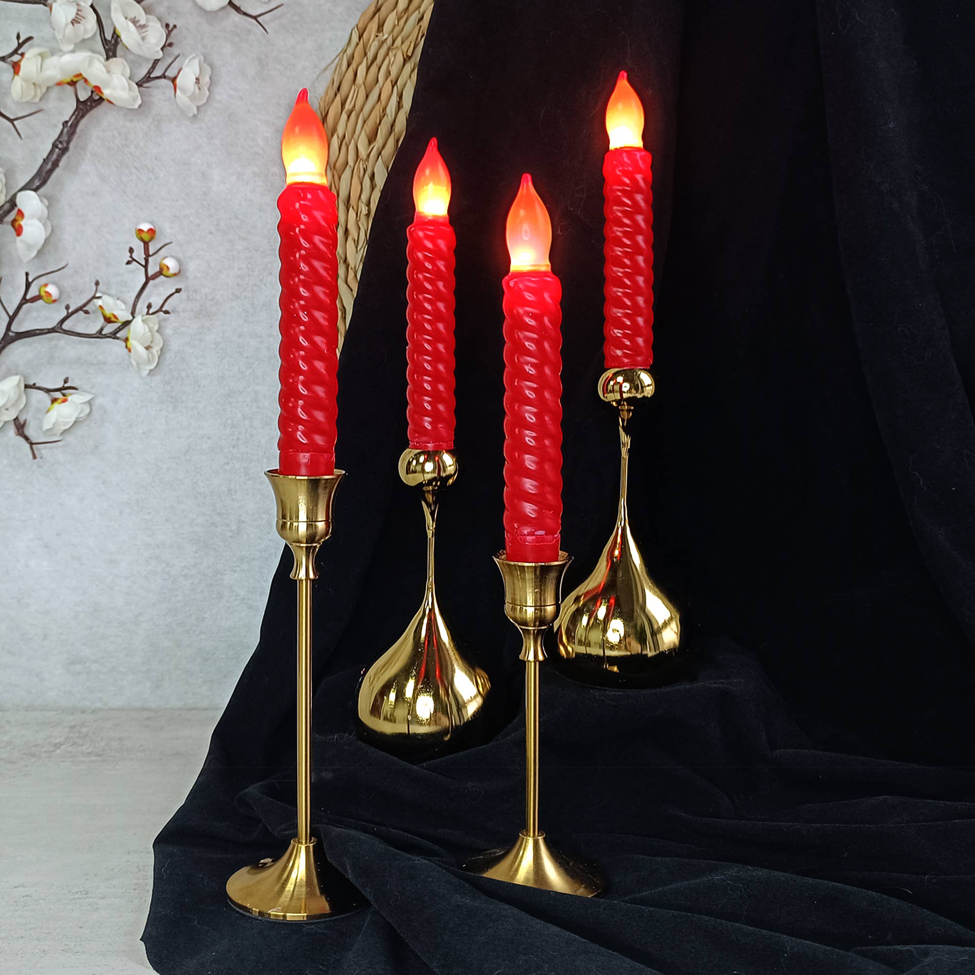 Candles Meta – wholesale Flamlöst ljus – Röda 6-pack Bule Real Wax Belagda LED-batterikoniska ljus3