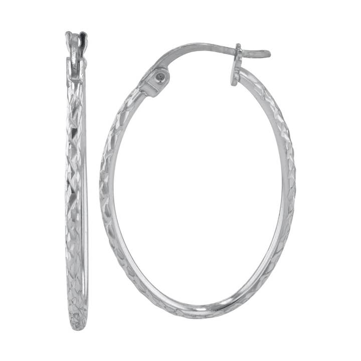 Sterling sølv 1.5x25mm DC Oval Tube Hoop Huggie Øreringe for engroshandel hos Luxe on Main LLC