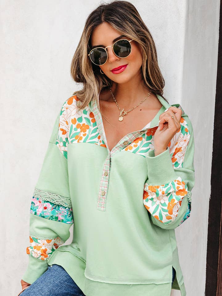 Pull Patchwork à Demi-Capuche Emberly pour la vente par Poppy Lee Lane