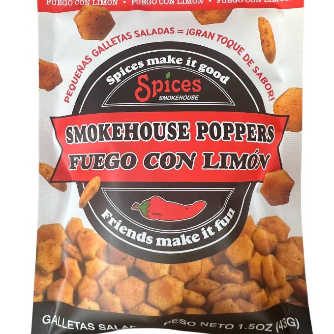 Smokehouse Crackers - Wholesale Crackers - SPANISH Smokehouse Poppers -12-Fuego Limón & Salsa Limón