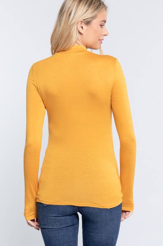 Active Basic | Active USA - Wholesale Knit Top - Women's - Long Sleeve Mock Neck Rayon Spandex Jersey Top1