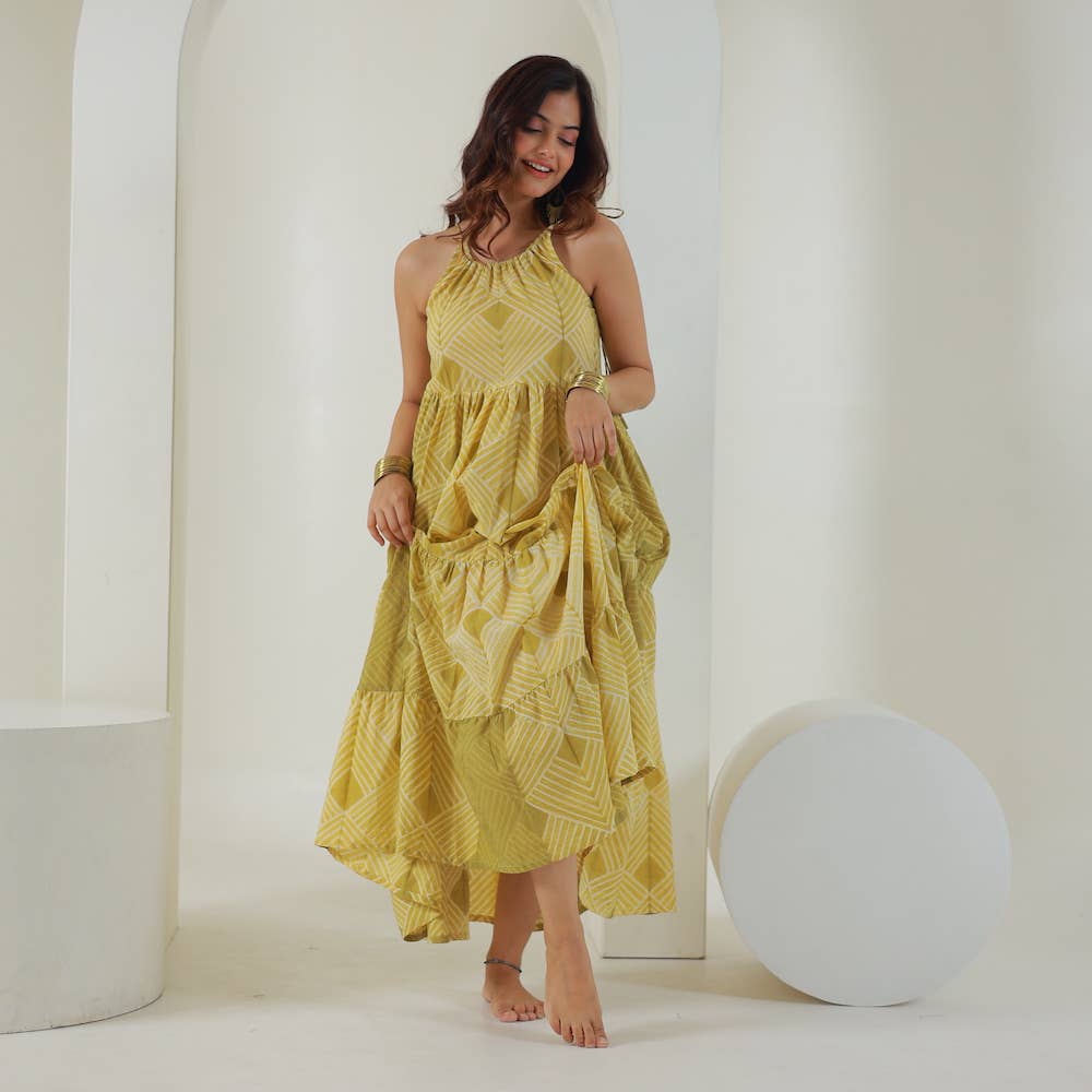 The Fox and The Mermaid - Wholesale Jurk - Dames - Handgeverfde Shibori maxi-jurk (Udvita)8