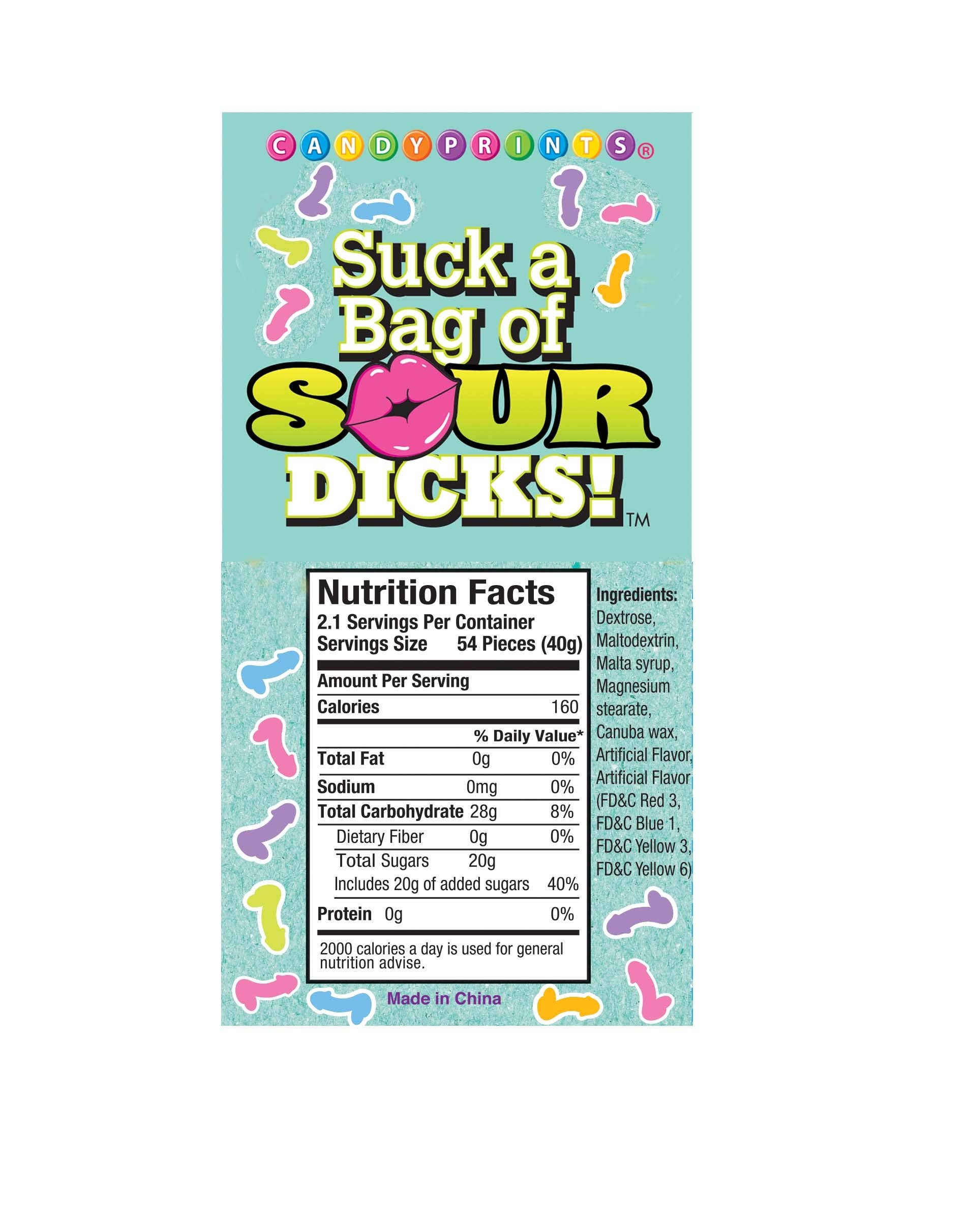 Little Genie Productions - Wholesale Boiled sweets - Suck a Bag of Sour Dicks - 3oz Bag2