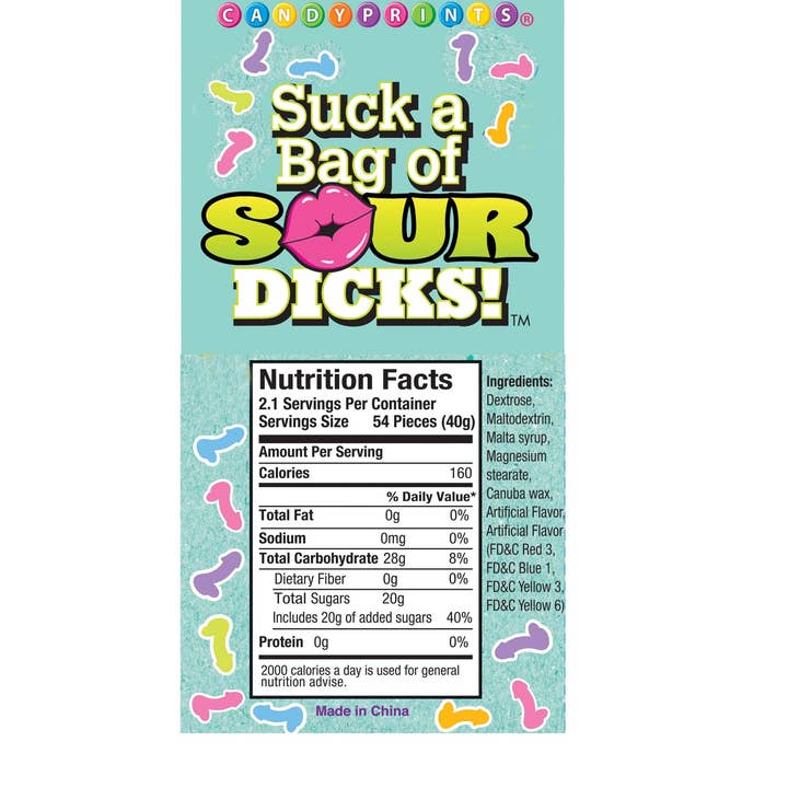 Little Genie Productions - Wholesale Boiled sweets - Suck a Bag of Sour Dicks - 3oz Bag2