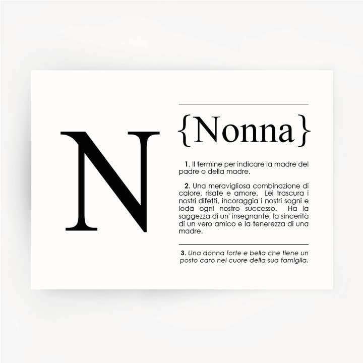 The Artisan Gift Co. - Wholesale Art print - Italian Definition Art Print NONNA3