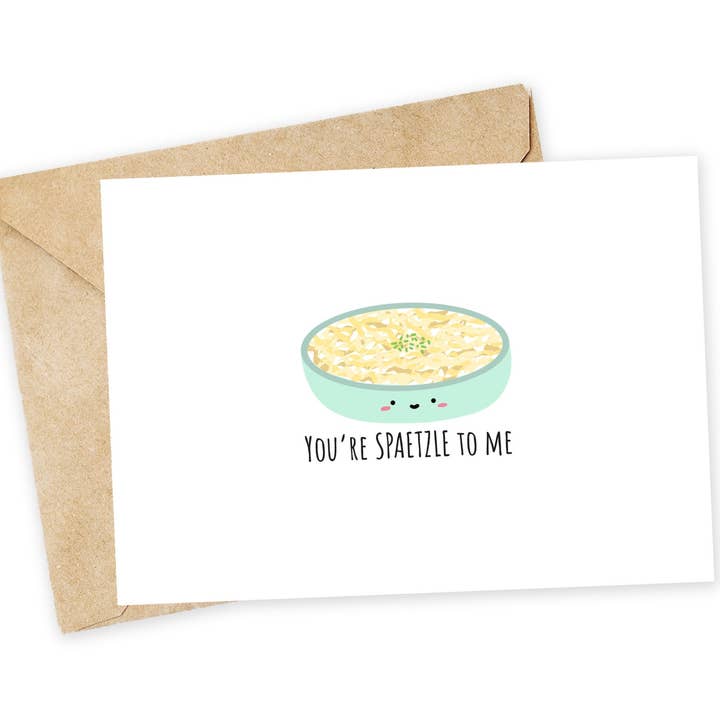 Spaetzle Pun Greeting Card: Funny Love, Thank You Card for wholesale by Chewy Lemon Studio