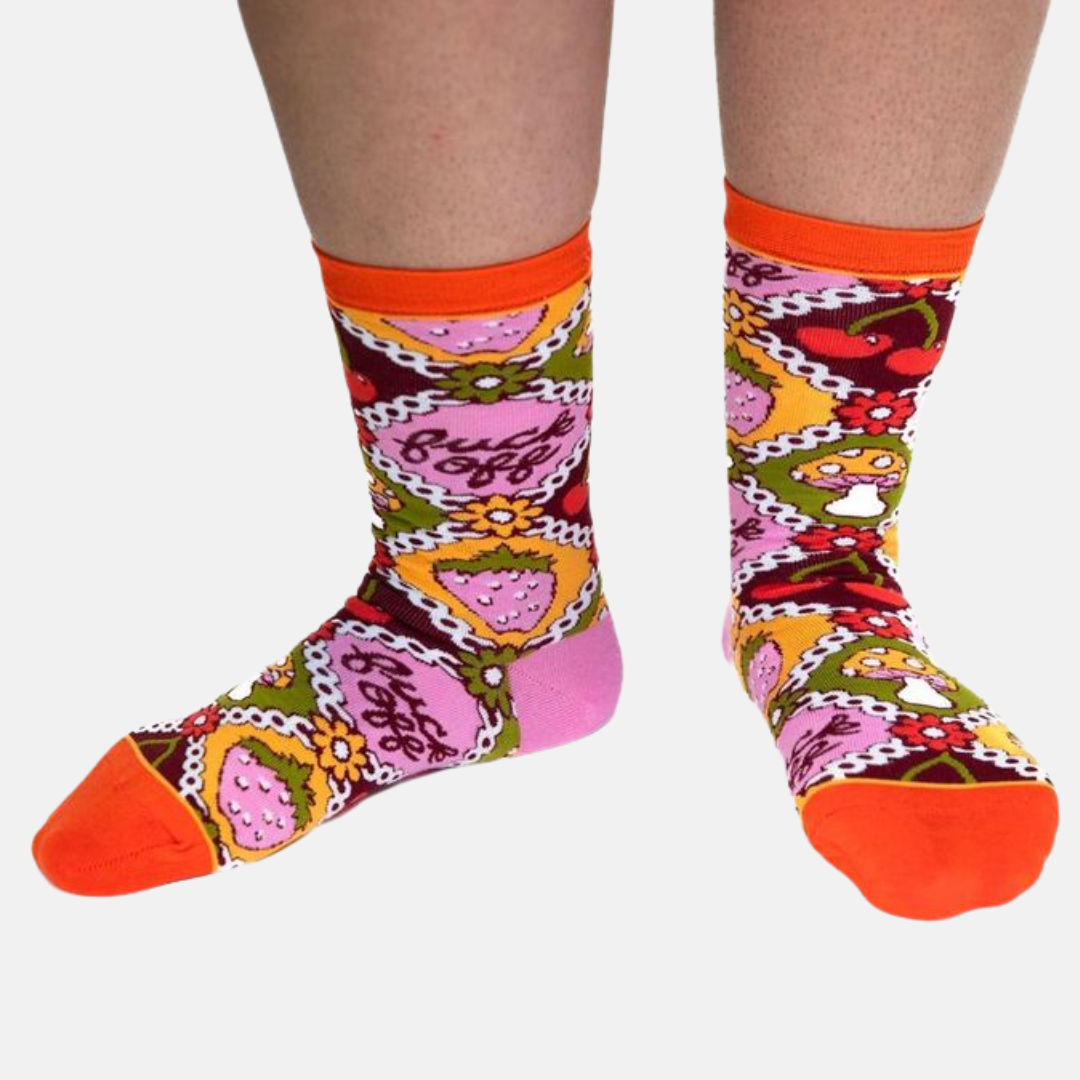 Yellow Owl Workshop - Wholesale Socks - Women's - F*ck Off Retro - Small Crew Retro Socks2