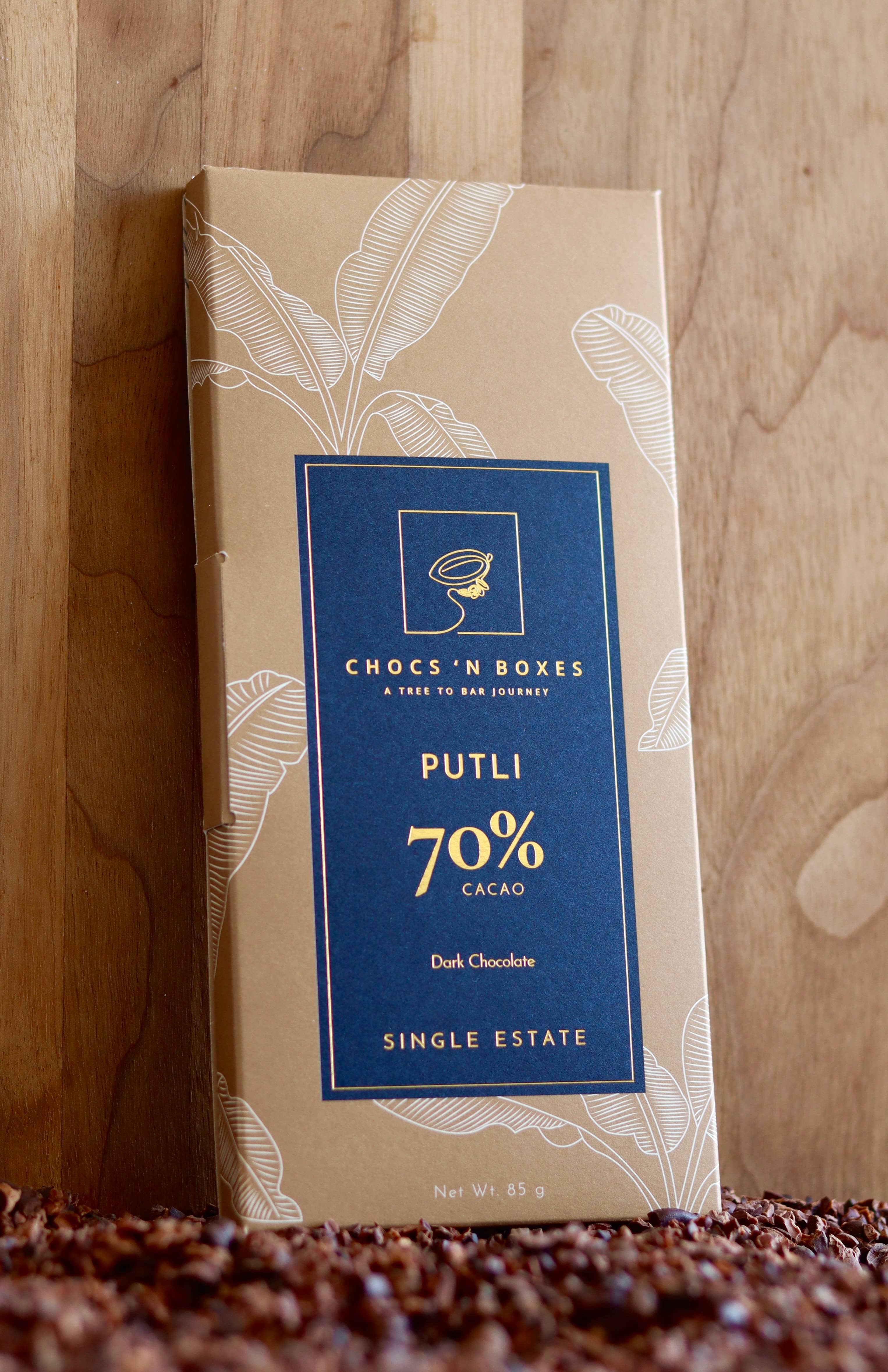Chocs ‘N Boxes - Wholesale Chocolate Bar - 70% Dark Chocolate Bar PUTLI1