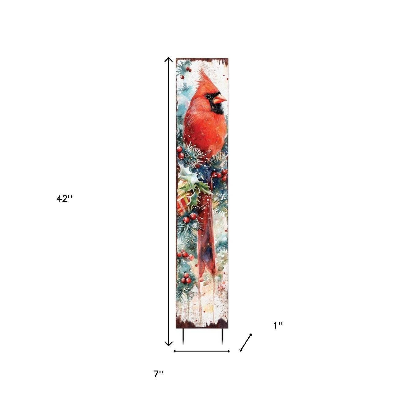HomeRoots - Wholesale Garden Tool - 42" Red Black And White Solid Wood Christmas Cardinal Garden Stake2