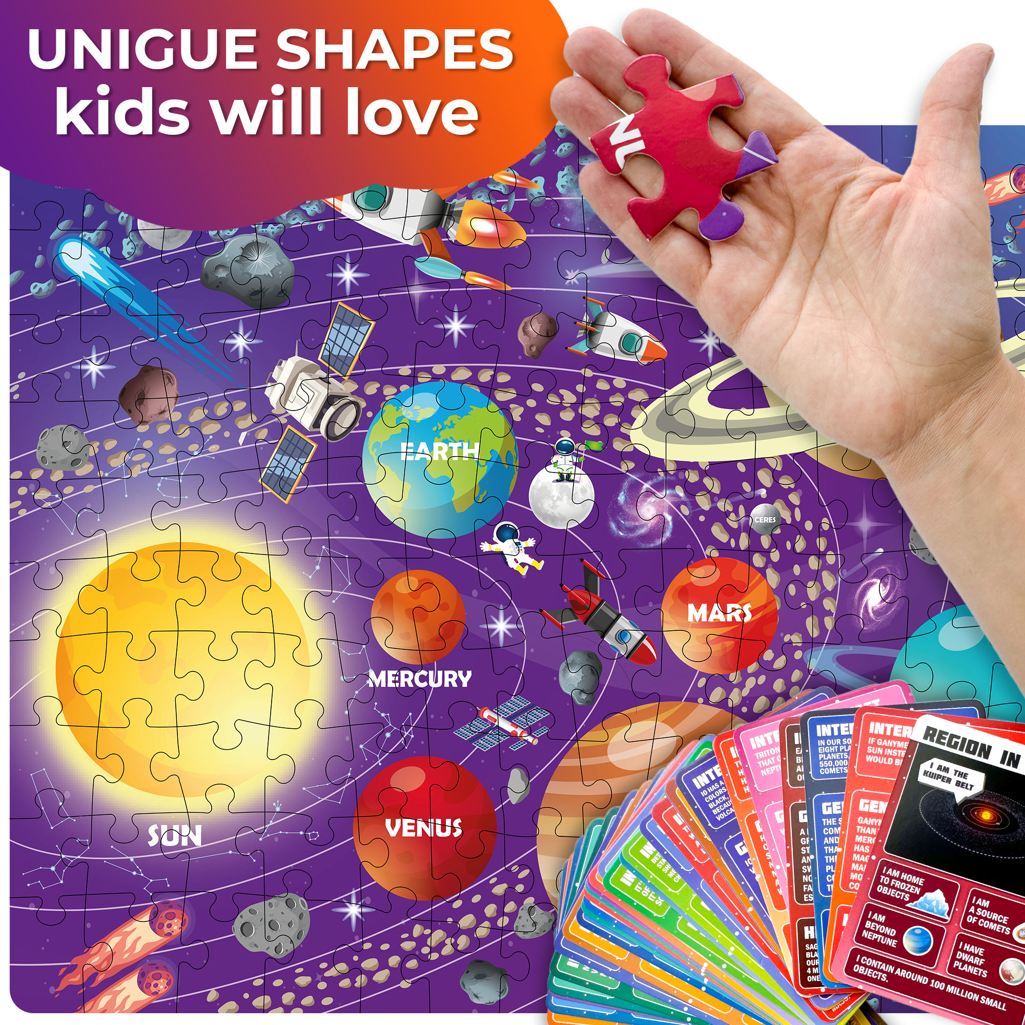 QUOKKA - Wholesale Puzzle - Kids - Learn Space 150-piece Puzzle with Question Cards2