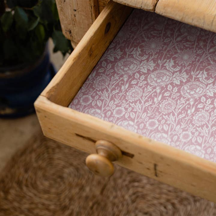 ROSE SCENTED Drawer Liners in PINK William Morris Design for wholesale by The Master Herbalist