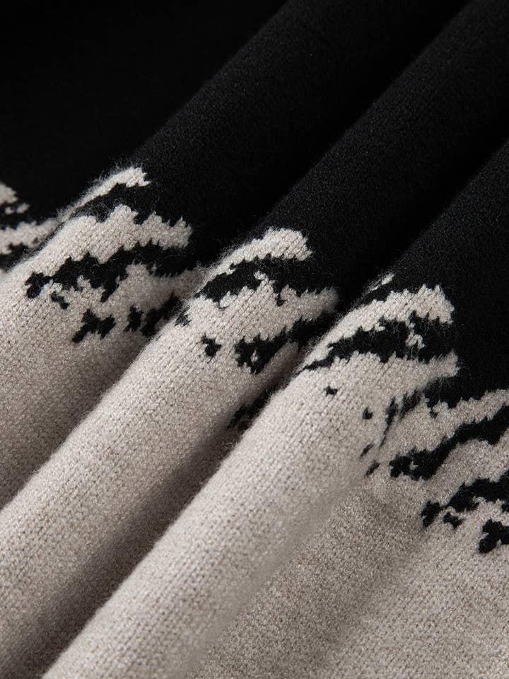 Black Sophia Pattern Drop Shoulder Sweater for wholesale on Faire6