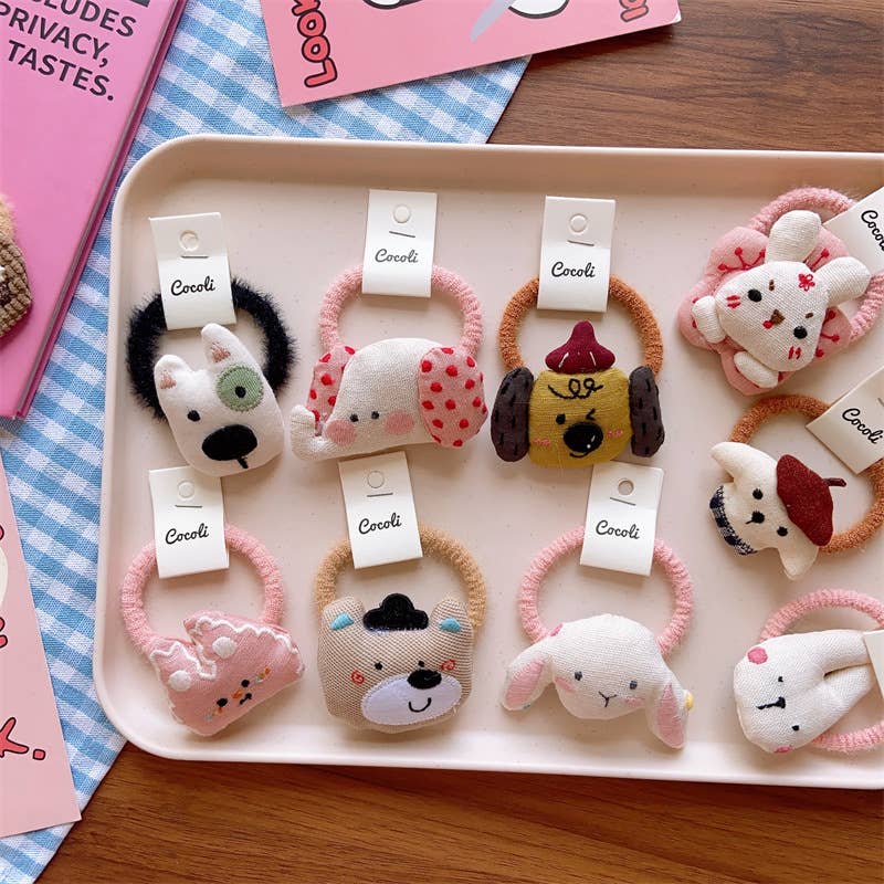 Tourtiwi - Wholesale Hair Tie - Kids - Cute animal hair band, cotton checkered hair tie13