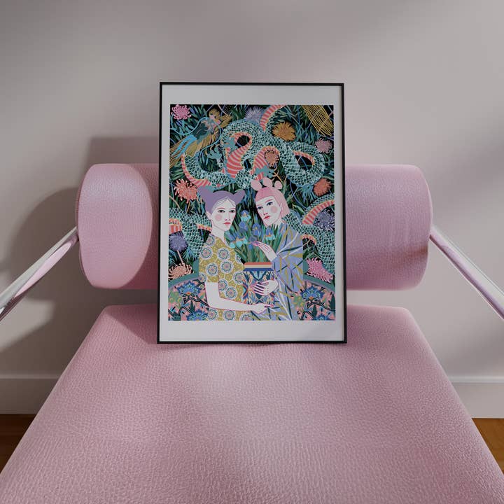 Jordbær Drage Giclee Kunsttryk for engroshandel hos Sasha Ignatiadou