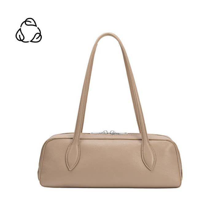 Melie Bianco - Wholesale Shoulder Bag - Women's - Serafina Beige Recycled Vegan Shoulder Bag