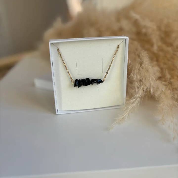 OE! - Wholesale Beaded/Pearl Necklace - BLACK FRAGMENTS – Necklace with natural onyx shards3