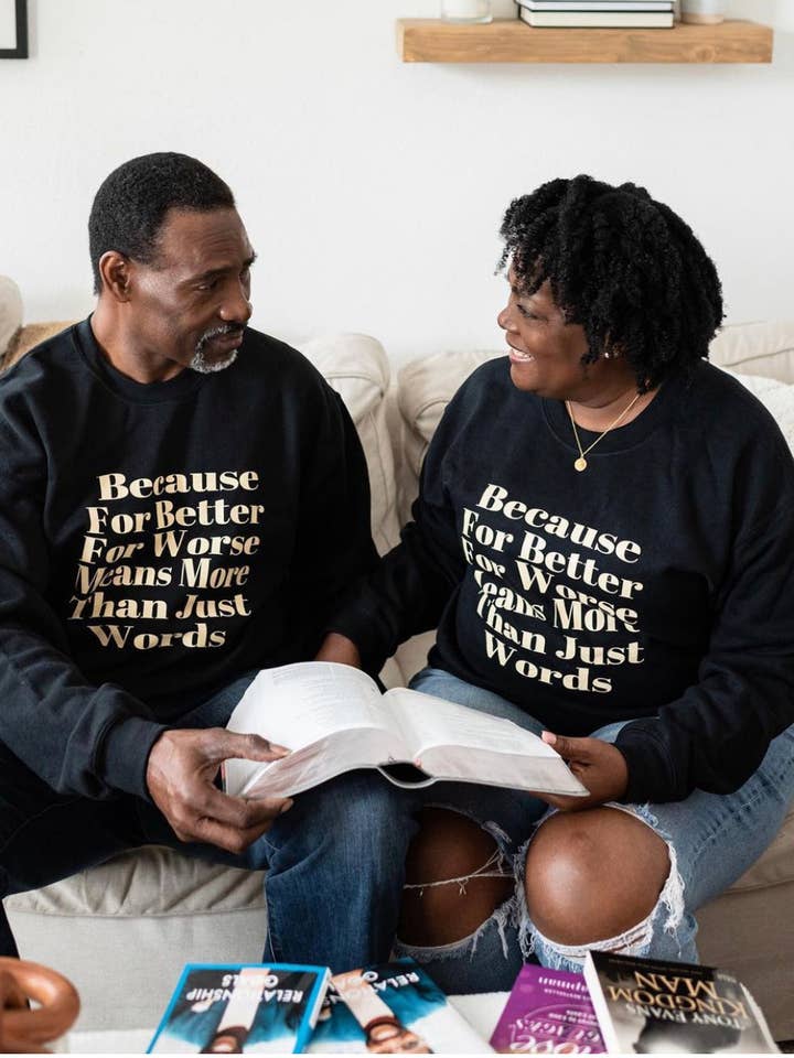 FOR BETTER FOR WORSE - MARRIAGE VOWS MID-WEIGHT SWEATSHIRT for wholesale by Declarations By Beyond The Aisle