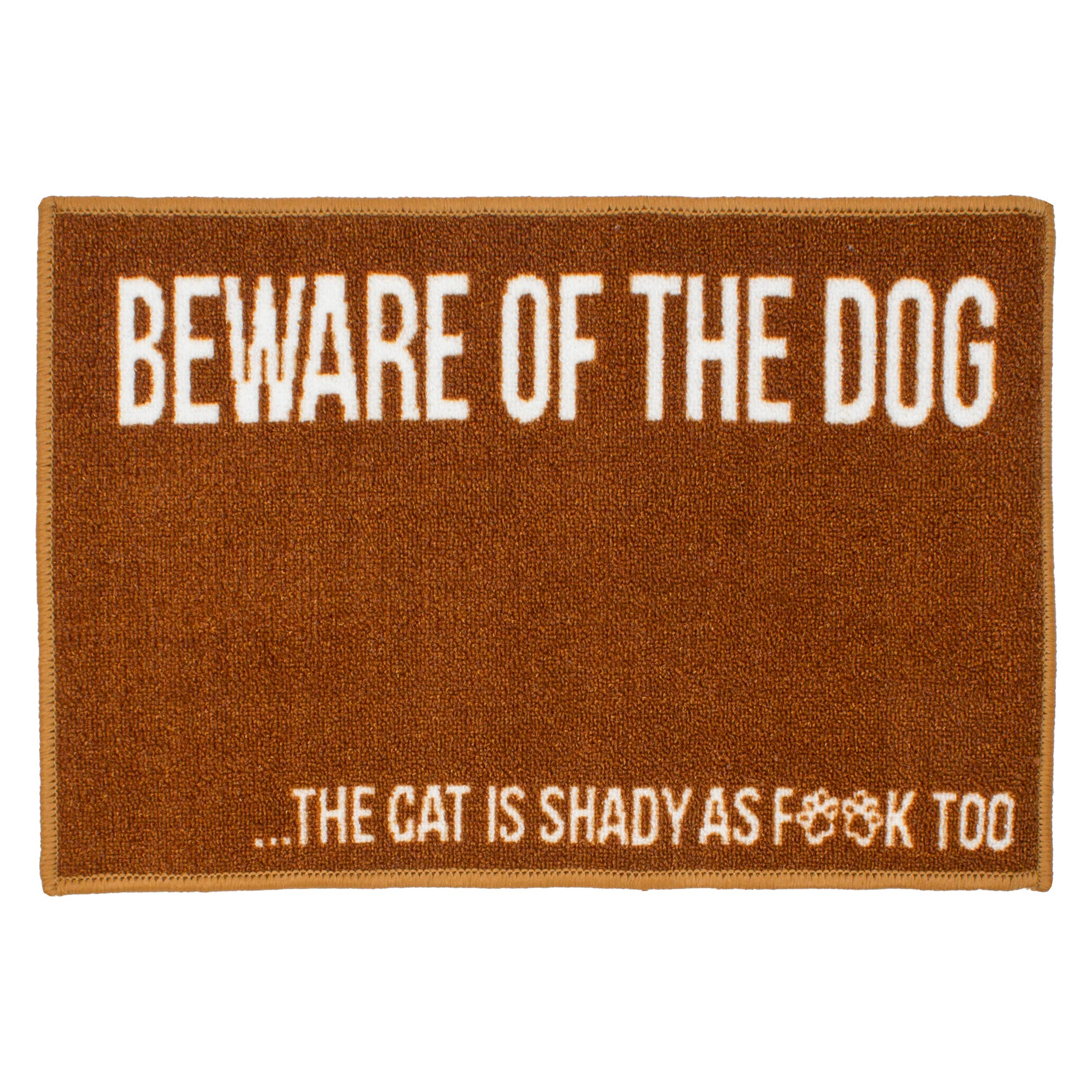 Arkwright Home - Wholesale Pet Food Mat - Dog - Pet Food Bowl Mat (16x24) Funny & Crude "Beware" Design0