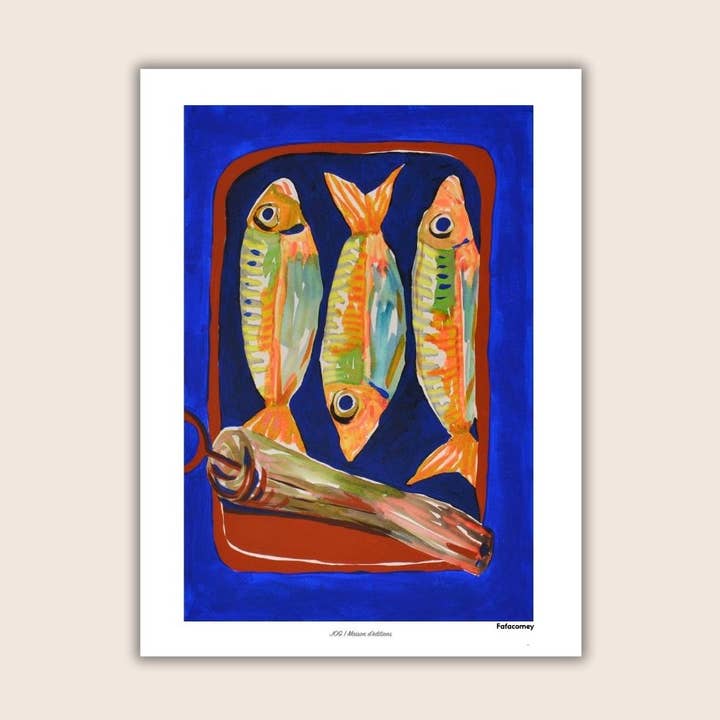 Poster - The Blue Fish - FafaComey and other Purchase Wholesale a manger pour poisson. Free Returns & Net 60 Terms on Faire trending on Faire.
