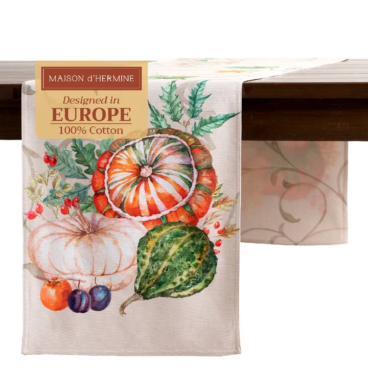Table Runner 100% Cotton - Double Layer - Lumina Fall for wholesale by Maison d'Hermine - Design in Every Thread