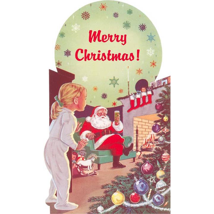 Greeting Card MC-407 Merry Christmas, Santa Claus with Beer for wholesale by Found Image Press