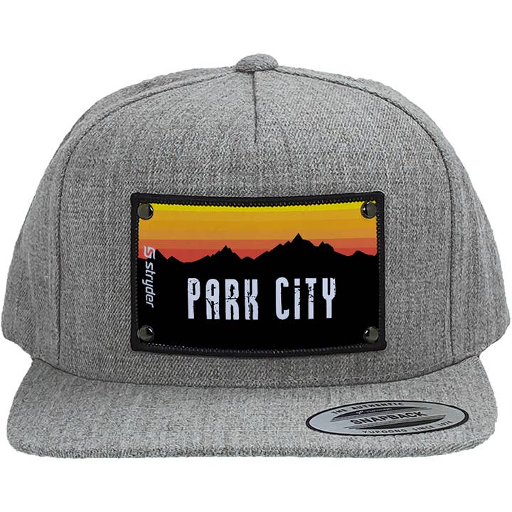 Park City Sunset on a YP5089 Heather Gray Hat for wholesale by Stryder Gear