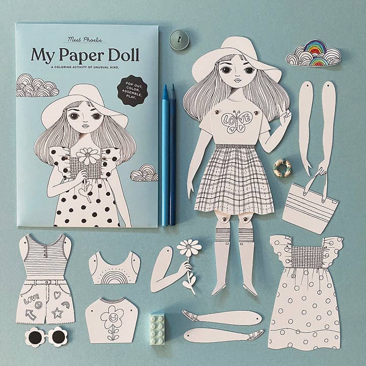 Of Unusual Kind - Wholesale DIY Craft Kit - Kids - PHOEBE COLORING PAPER DOLL KIT2