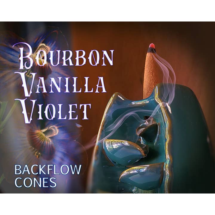 Cônes d'encens à reflux Vanille de Madagascar & Violette pour la vente par Hazel Fern Scents