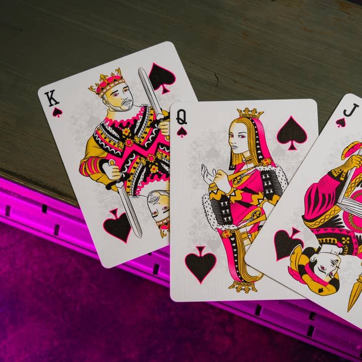 Card-Addiction.com - Wholesale Playing Cards - Bicycle NEON Pink Playing Cards (Star-Fire Pink) GLOWS in UV