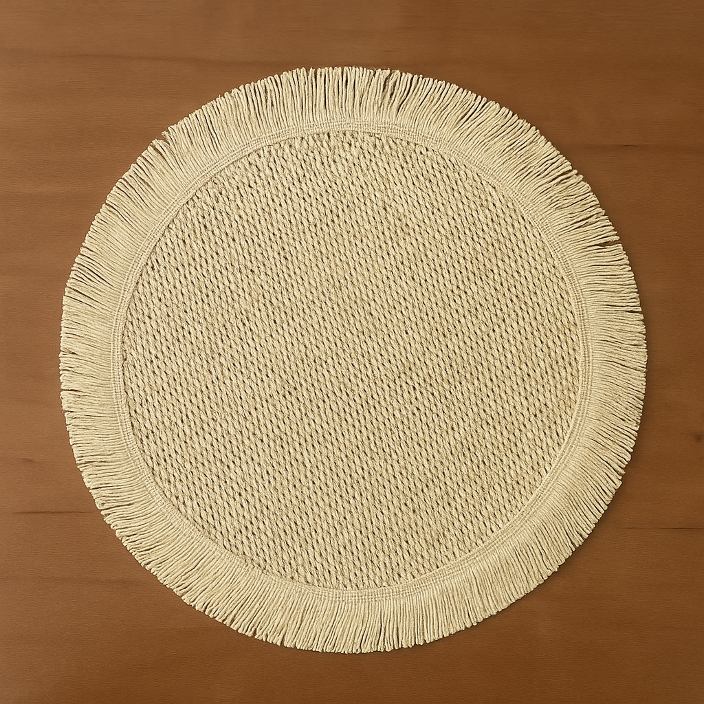 Fennco Styles - Wholesale Placemat - Braided Woven 15" Round Placemat with Fringe5