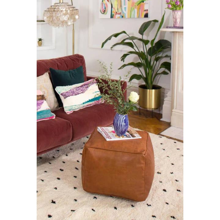 DarKech - Vendita all'ingrosso Pouf - Incredibile pouf ottomano quadrato in pelle marocchina