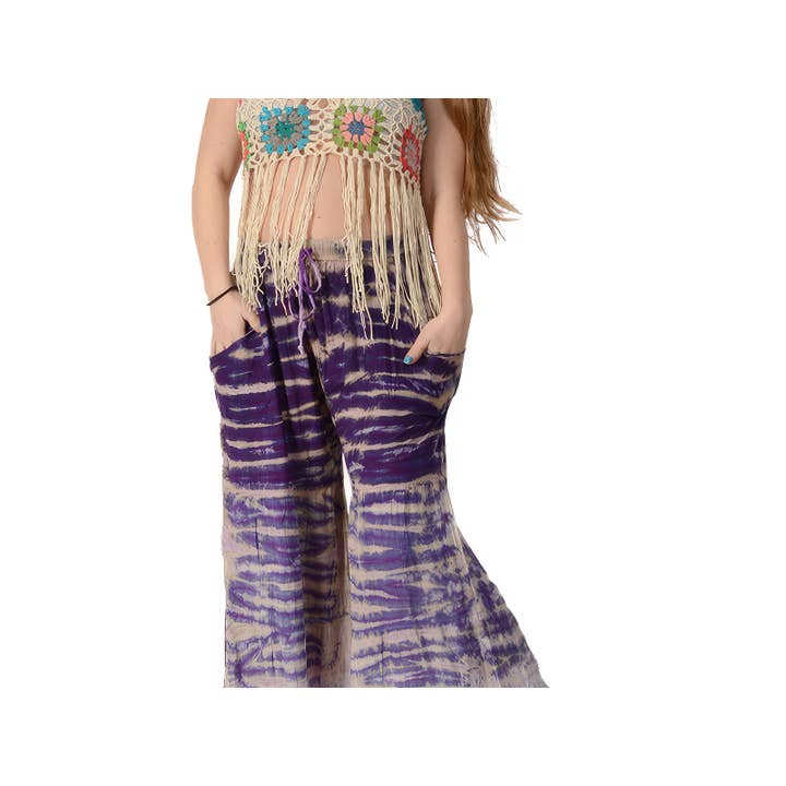 Electric Sky Ombre Tye Dye Viscose Flare Pants for wholesale by Gypsy Rose